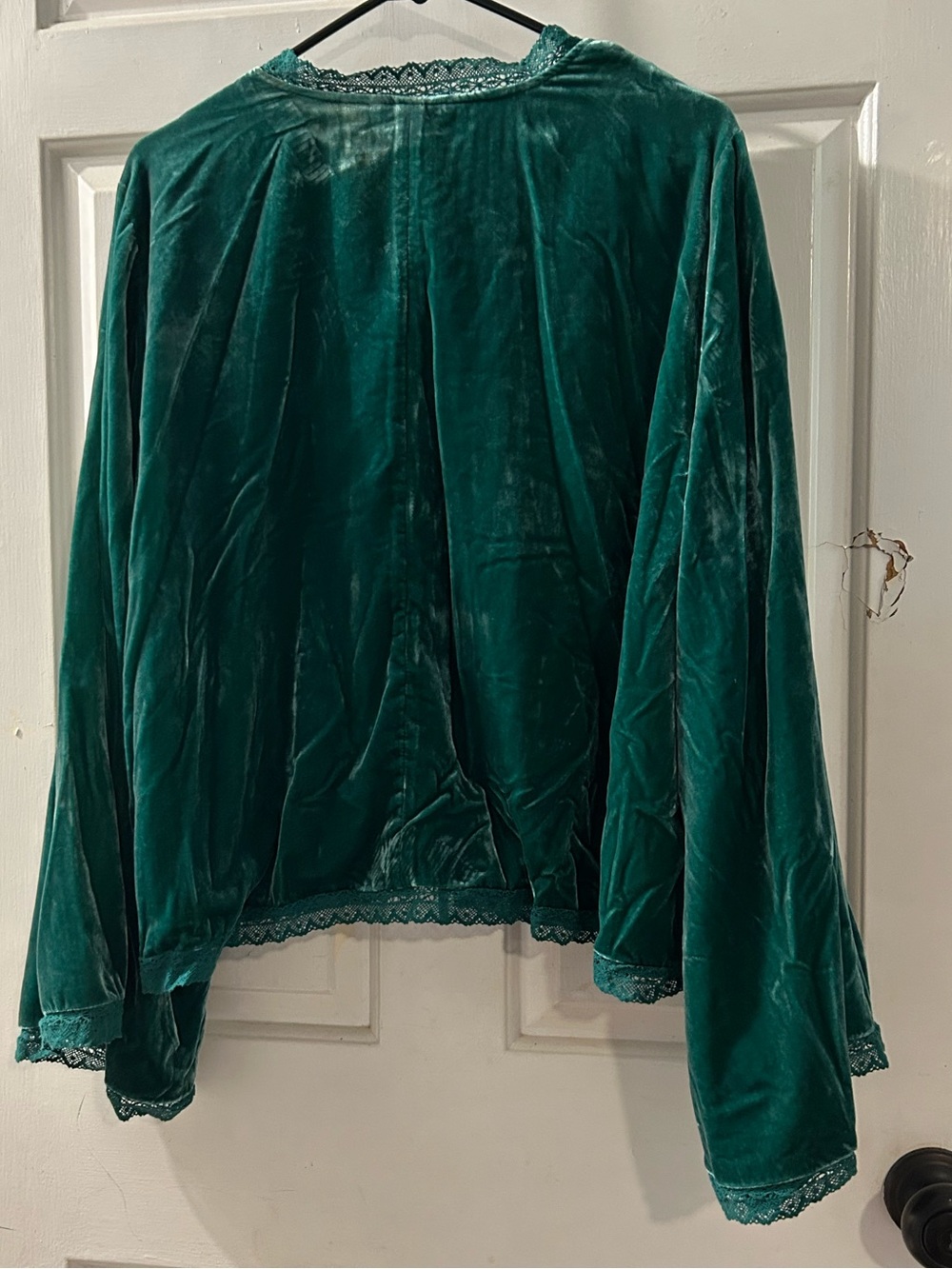 Free People Teal Velvet Tie-Front Robe Jacket - Picture 2 of 2